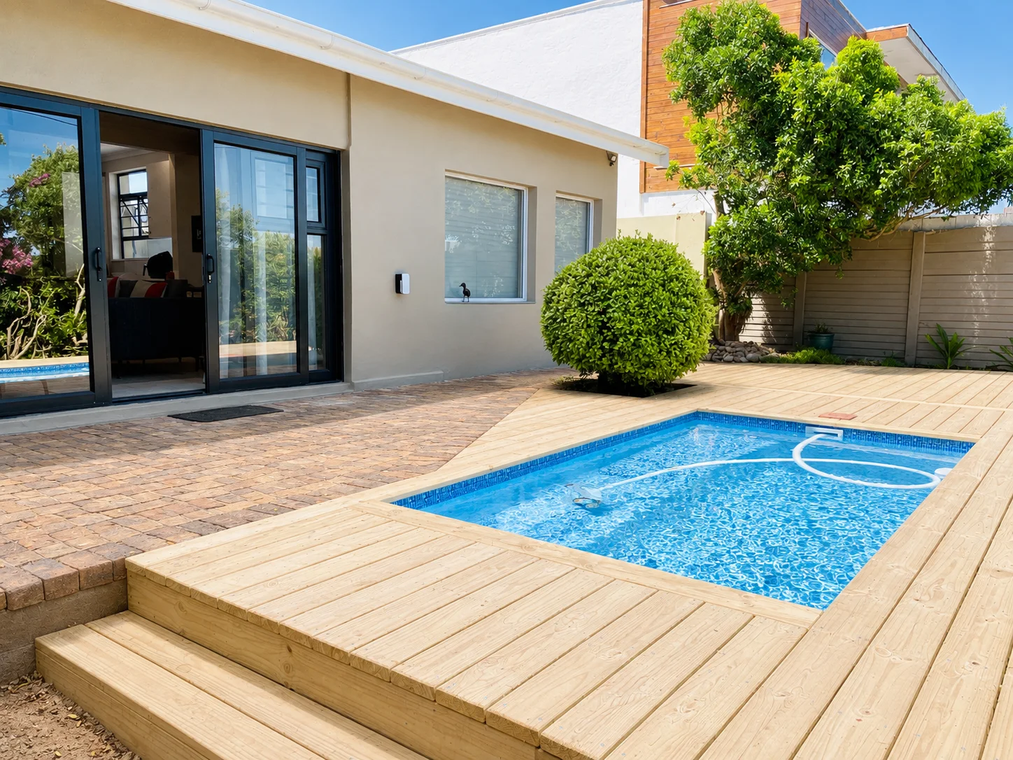 Sandy Toes Home swimming pool area view 1